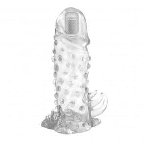 13,5 cm Klitoral Uyarıcılı Titreşimli Şeffaf Penis Kılıfı