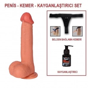 23 cm Belden Bağlamalı Realistik Dildo Penis 