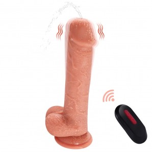 21,5 cm Uzaktan Kumandalı Su Fışkırtmalı Vantuzlu Realistik Dildo Penis 