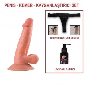 17 cm Belden Bağlamalı Realistik Vantuzlu Dildo Penis