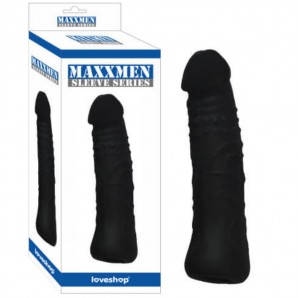 Loveshop Maxmen 6 cm Dolgulu Siyah Zenci Realistik Uzatmalı Penis Kılıfı
