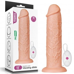 28 cm Gerçekçi 10 Titreşimli Testissiz Dildo Vibratör Penis