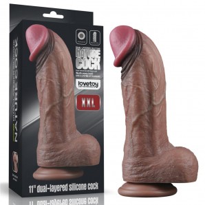 Yeni Nesil Çift Katmanlı 28 cm Realistik Dev Melez Dildo Penis