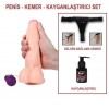 20 cm Belden Bağlamalı Titreşimli Realistik Dildo Penis Set