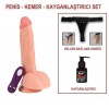 24 cm Belden Bağlamalı Titreşimli Realistik Dildo Penis Set