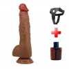Belden Bağlamalı USB Şarjlı 25 cm Oynar Başlı İleri Geri Hareketli Titreşimli Dildo - Wilks1