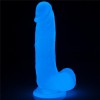 19 cm Gece Parlayan Fosforlu Realistik Vantuzlu Şeffaf Dildo Penis