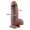 Yeni Nesil Çift Katmanlı 24,6 cm Realistik Dev Melez Dildo Penis