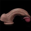 Belden Bağlamalı Yeni Nesil Çift Katmanlı 33 cm Realistik Dev Melez Dildo Penis