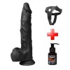 21 cm Belden Bağlamalı Gerçekçi Silikon Vantuzlu Zenci Penis Set