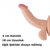 18 cm Dickdo Gerçekçi Eğik Dildo Penis