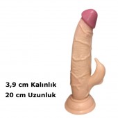 20 cm Dickdo Vantuzlu Klitoris Uyarıcılı Dildo