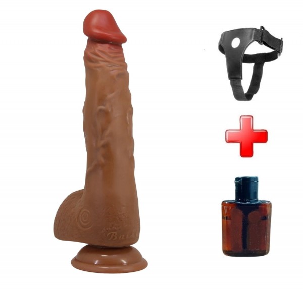 Belden Bağlamalı USB Şarjlı 25 cm Oynar Başlı İleri Geri Hareketli Titreşimli Dildo - Wilks 11