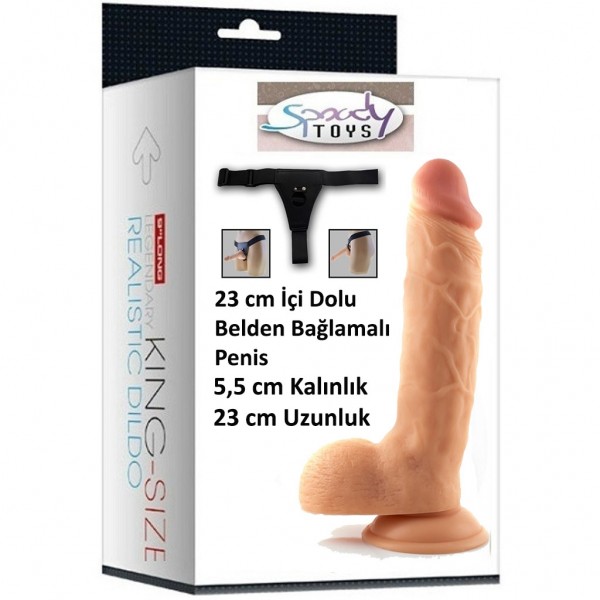 23 cm Kalın Ten Realistik Belden Bağlamalı Penis