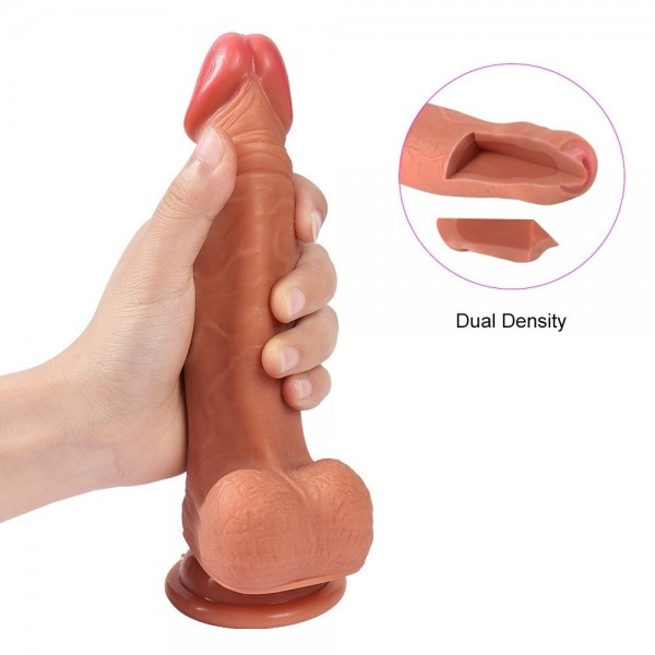 19,5 cm Yeni Nesil Çift Katmanlı Realistik Vantuzlu Dildo Penis - Evan 3