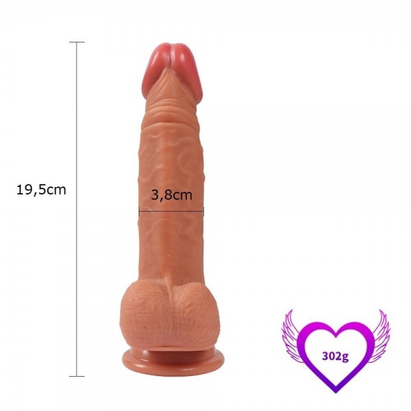 19,5 cm Yeni Nesil Çift Katmanlı Realistik Vantuzlu Dildo Penis - Evan 4