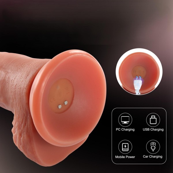 USB Manyetik Şarjlı 21,5 cm İleri Geri Hareketli Titreşimli Dildo - Marshall 8