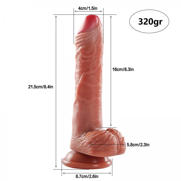 USB Manyetik Şarjlı 21,5 cm İleri Geri Hareketli Titreşimli Dildo - Marshall 9