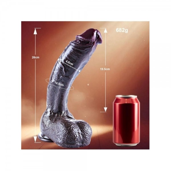 26 cm Black Giant XXL Gerçekçi Silikon Dildo – Güçlü Vakum Tabanlı, Kalın ve Esnek Tasarım 4