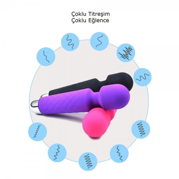 Female Wand Massager Şarjlı Vibratör - Mor