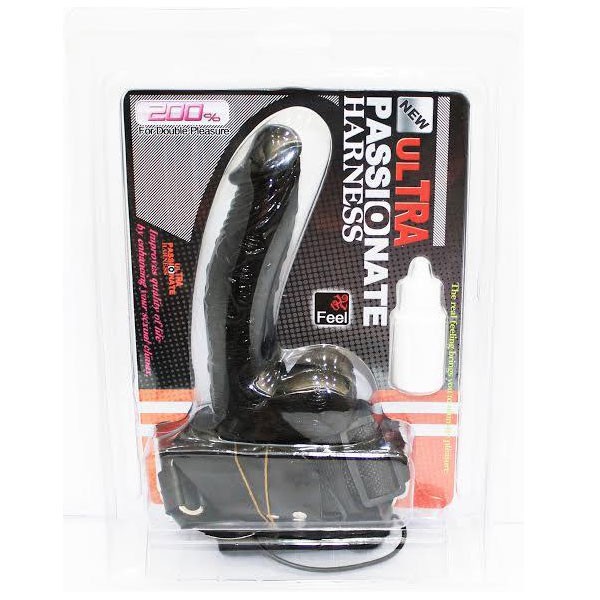 16 cm Zenci Titreşimli Belden Bağlamalı Protez Penis