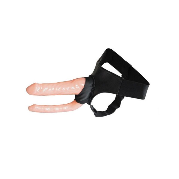 16 cm Double Penis Çatal içi Boş Belden Bağlamalı Penis