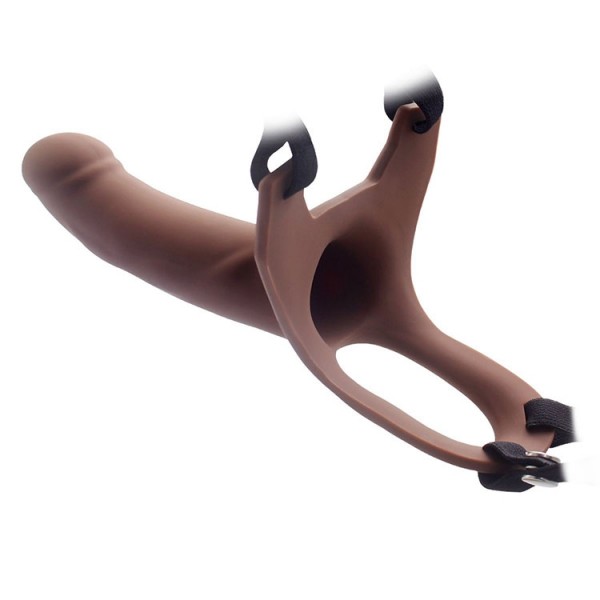 17 cm Hallow Strap-on Silicone Curved Dong Melez 