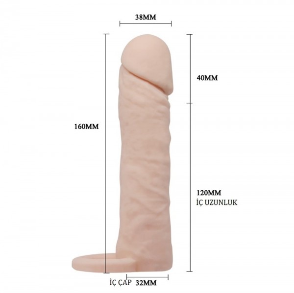 4 cm Dolgulu Realistik Uzatmalı Penis Kılıfı