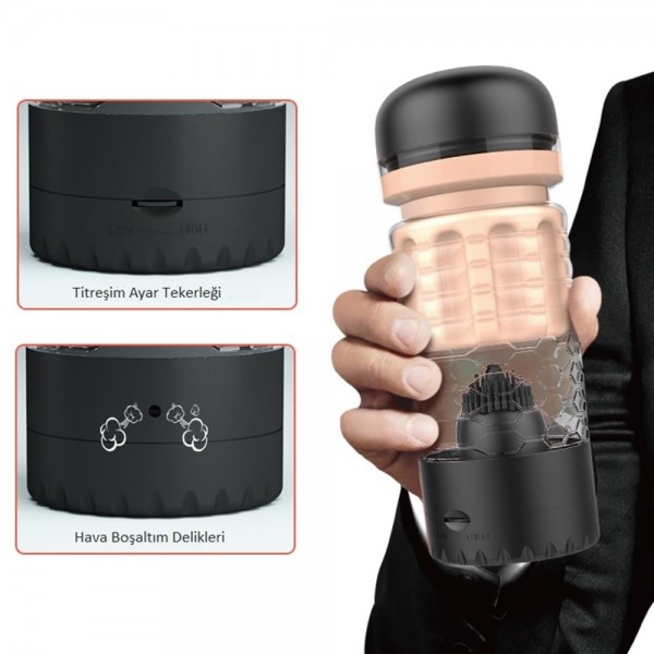 Dil Uyarım Titreşimli Realistik Suni Vajina Erkek Mastürbatör S 