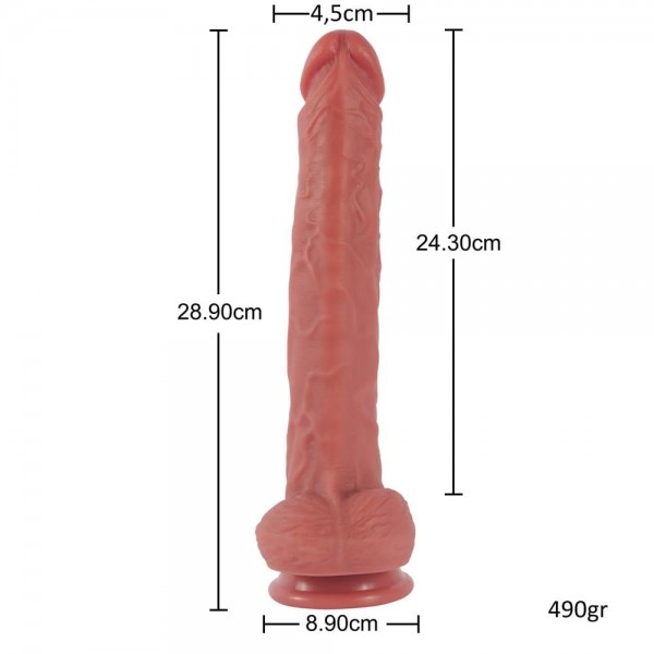 Yeni Nesil Büyük Boy 28,9 cm Realistik Dildo Penis