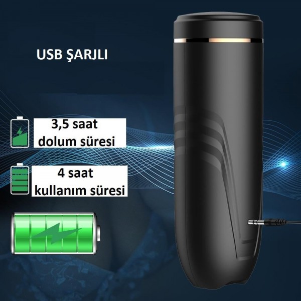 USB Şarjlı Titreşimli İleri Geri & Rotasyon Ayarlı Sesli Masturbatör - Rita