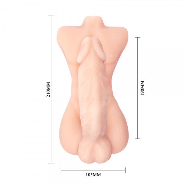 19 cm Kendinden Kayganlaştırıcılı Realistik Yarım Erkek Vücutlu Penis
