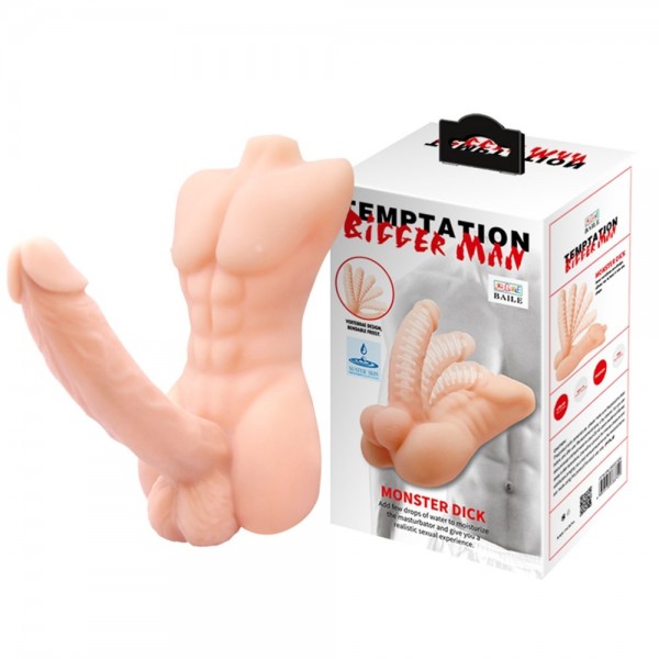 19 cm Kendinden Kayganlaştırıcılı Realistik Yarım Erkek Vücutlu Penis