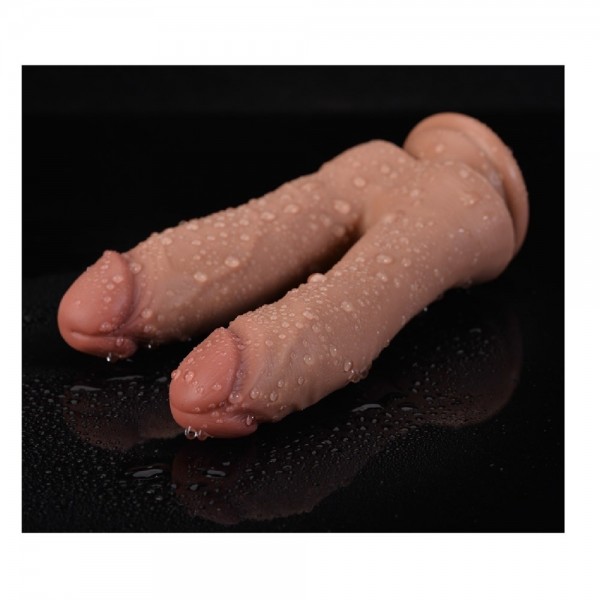 18 cm Belden Bağlamalı Çift Taraflı Realistik Çatal Penis