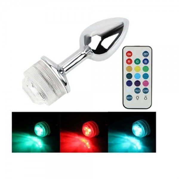 Uzaktan Kumandalı Led Işıklı Orta Boy Çelik Anal Plug 2