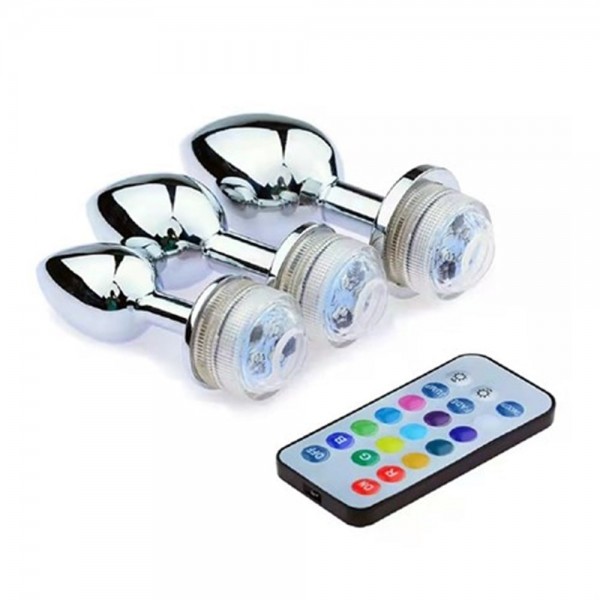 Uzaktan Kumandalı Led Işıklı Orta Boy Çelik Anal Plug 4