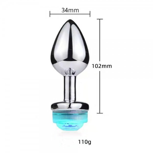 Uzaktan Kumandalı Led Işıklı Orta Boy Çelik Anal Plug 7