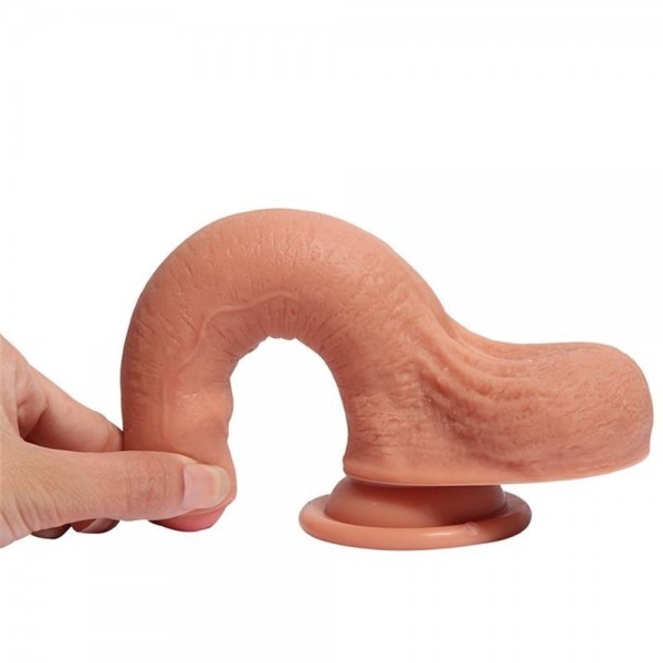 18 cm Et Dokulu Gerçekçi Çift Katmanlı Sünnetsiz Silikon Penis - Azazel 