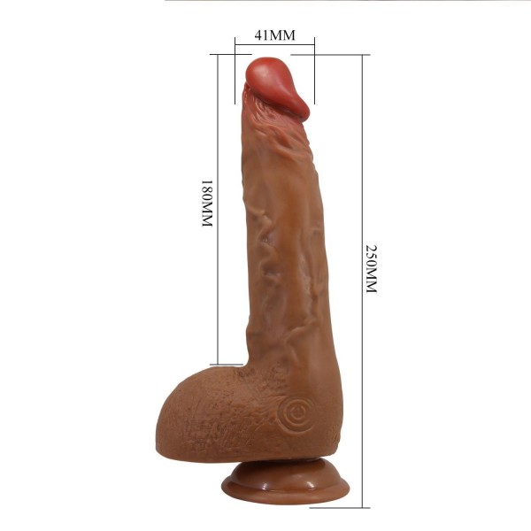 Belden Bağlamalı USB Şarjlı 25 cm Oynar Başlı İleri Geri Hareketli Titreşimli Dildo - Wilks2