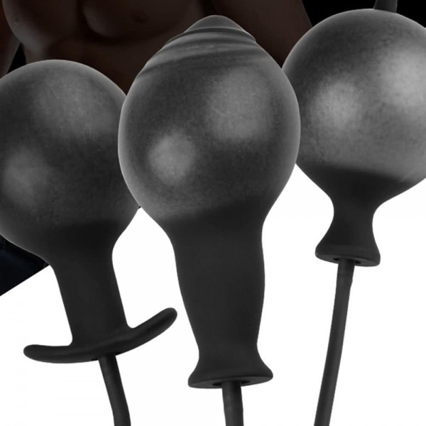 Şişebilen Pompalı Boğumlu Anal Plug Siyah 2