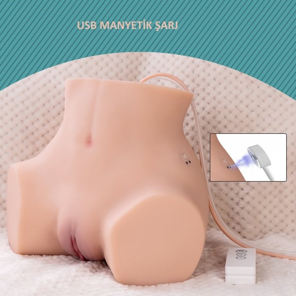 USB'den Şarjlı Kumandalı 5 Emme ve 5 Titreşim Fonksiyonlu Realistik Kalça