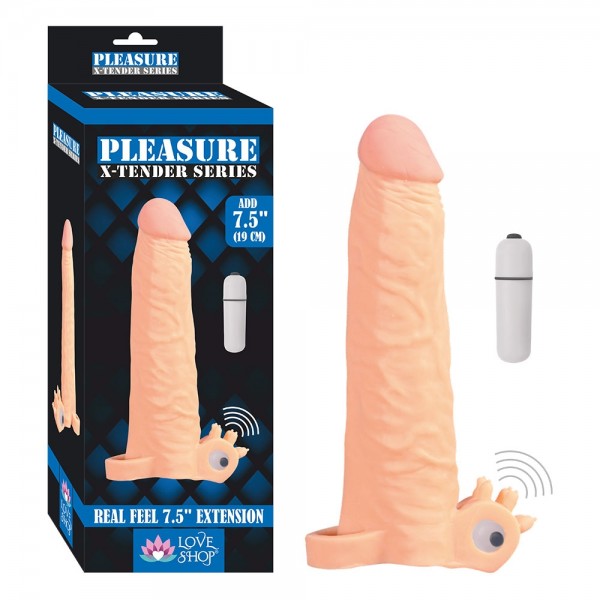 19 cm X-Tender Series Realistik Et Dokusunda Titreşimli Penis Kılıfı