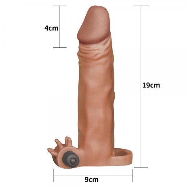 5 cm Uzatmalı X-Tender Et Dokulu Titreşimli Penis Kılıfı Melez