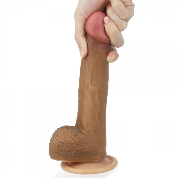 22 cm Yeni Nesil Et Dokusunda Ultra Yumuşak Melez Dildo Penis