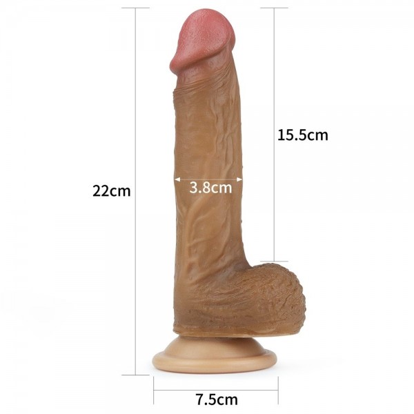 22 cm Yeni Nesil Et Dokusunda Ultra Yumuşak Melez Dildo Penis
