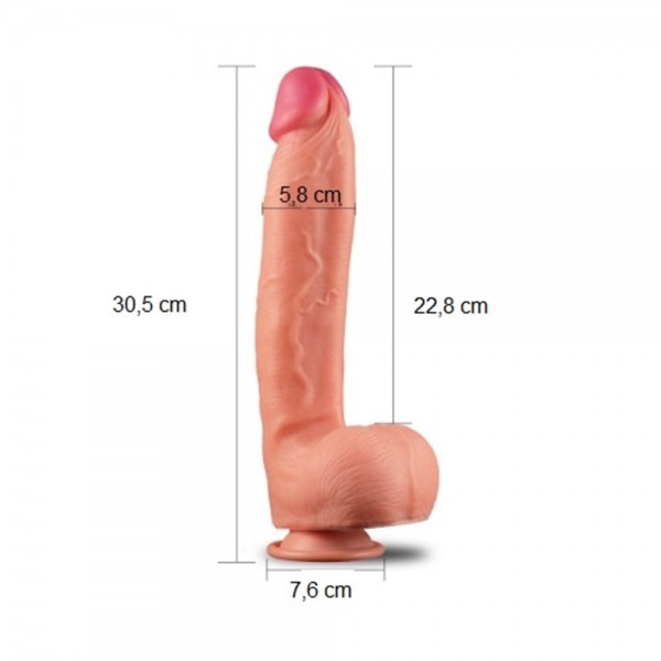 30,5 cm Yeni Nesil Çift Katmanlı Realistik Dev Dildo Penis