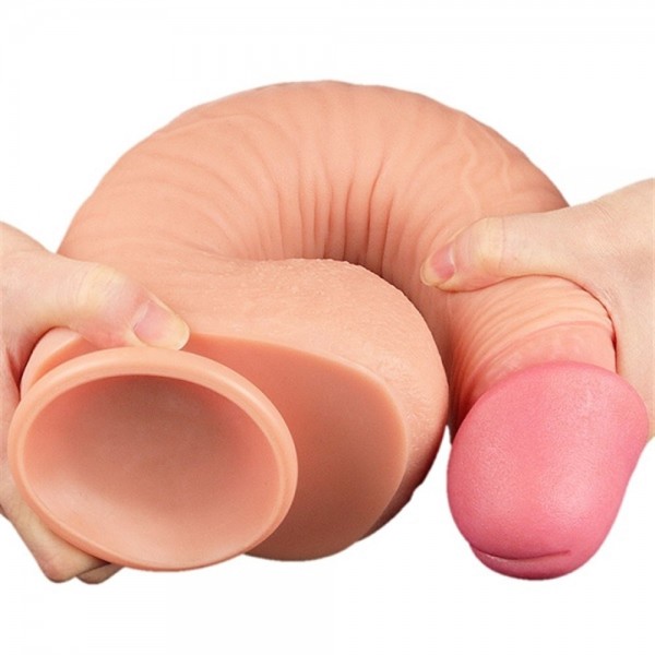 Belden Bağlamalı Yeni Nesil Çift Katmanlı 30 cm Realistik Dev Dildo Penis