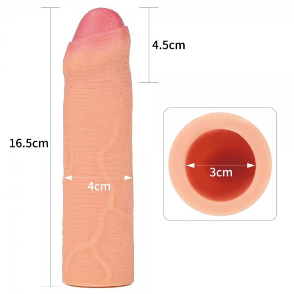 Nature Extender 4.5 cm Dolgulu Premium Silikon Sünnetsiz Melez Penis Kılıfı 