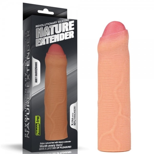 Nature Extender 4.5 cm Dolgulu Premium Silikon Sünnetsiz Melez Penis Kılıfı 